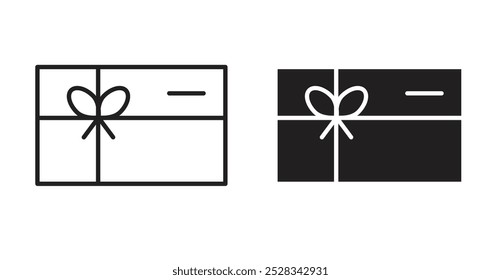 Iconos de Tarjeta de regalo. Conjunto de Vector en estilo relleno y línea.