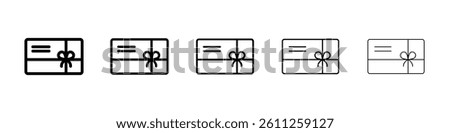 Gift card icons vector set in different stroke line style