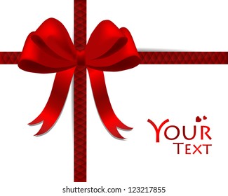 Gift card and invitation with ribbon. Vector illustration.
