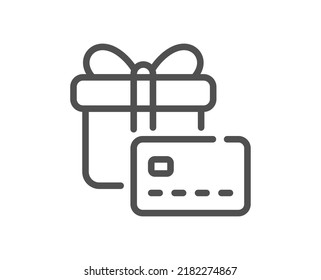 Icono de línea de tarjeta de regalo. Cartel de la tarjeta bancaria. Símbolo del cuadro actual. Elemento de diseño de calidad. Icono de tarjeta de regalo de estilo lineal. Trazo editable. Vector