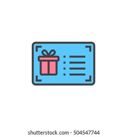 Gift card line icon, filled outline vector sign, linear colorful pictogram isolated on white. logo illustration