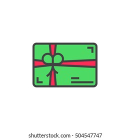Gift card line icon, filled outline vector sign, linear colorful pictogram isolated on white. logo illustration