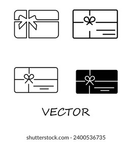 Icono de línea de la tarjeta de regalo, signo de vector de contorno, icono de vector lineal conjunto ilustración plana sobre fondo blanco..eps