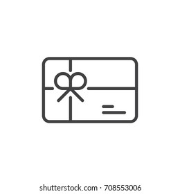 Gift Card Line Icon, Outline Vector Sign, Linear Style Pictogram Isolated On White. Symbol, Logo Illustration. Editable Stroke. Pixel Perfect Vector Graphics