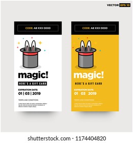 Gift Card Magic Hat with Bunny Ears Vector Illustration 