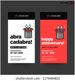 Gift Card Magic Hat with Bunny Ears Vector Illustration 