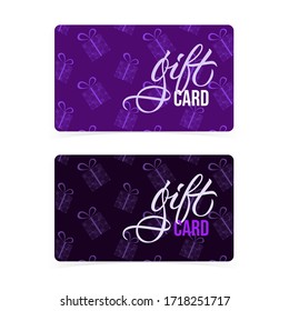 Gift card - modern gift card templates with calligraphic inscription and gift pattern. Vector typography.