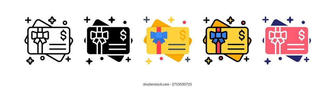 Tarjeta de regalo Icono de Estilo Múltiple Conjunto de Colección..