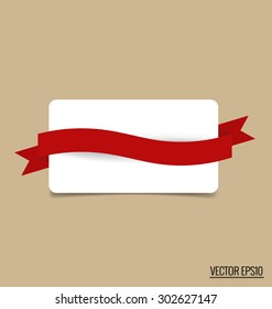 Nota de regalo con cinta roja. Ilustración vectorial.