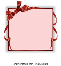 Geschenkkarten mit roten Schleifen mit Bändern. Vektorgrafik.