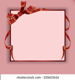 Geschenkkarten mit roten Schleifen mit Bändern. Vektorgrafik.