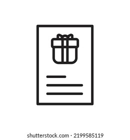 Gift Card Outline Icon Vector Illustration