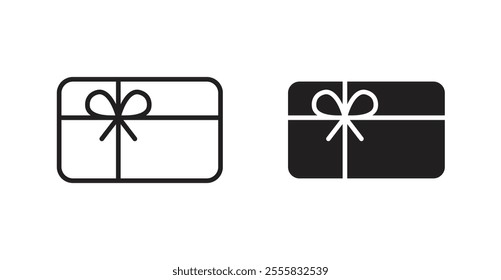 Gift card outlined and solid icon vector collection.