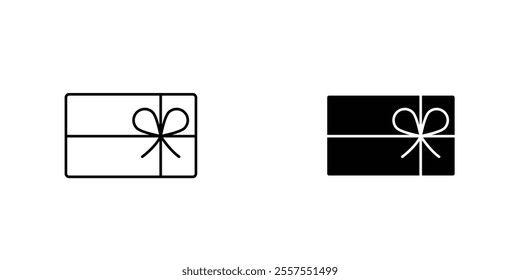 Gift card outlined and solid icon vector collection.