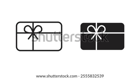 Gift card outlined and solid icon vector collection.