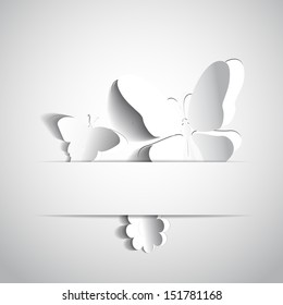 Gift card with paper flower and two butterflies