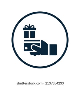 Tarjeta de regalo, icono de oferta de pago. Gráficos vectoriales.