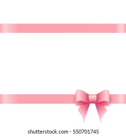 Gift card with pink bow and place for text. 