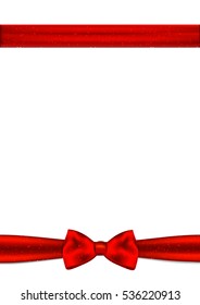 Gift card with place for text. Red ribbon with bow