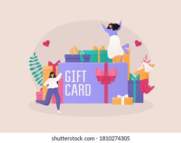 Gift card and promotion strategy, gift voucher, discount coupon and gift certificate concept.