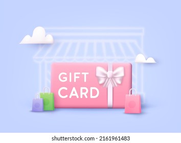 Gift Card And Promotion Strategy, Gift Voucher, Discount Coupon And Gift Certificate Concept. 3D Web Vector Illustrations. 