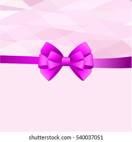 Gift Card With purple Ribbon And A Bow. Vector image.