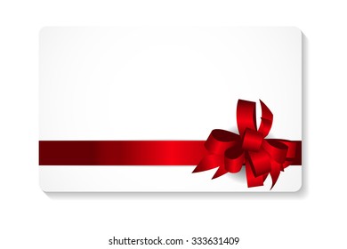 Gift Card with Red Bow and Ribbon Vector Illustration EPS10