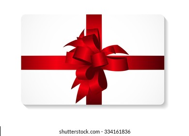 Gift Card with Red Bow and Ribbon Vector Illustration EPS10