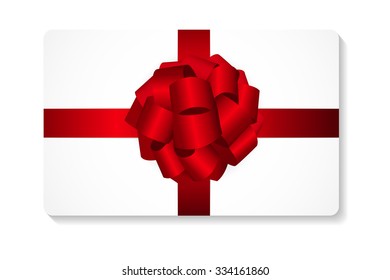 Gift Card with Red Bow and Ribbon Vector Illustration EPS10