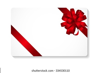 Gift Card with Red Bow and Ribbon Vector Illustration EPS10