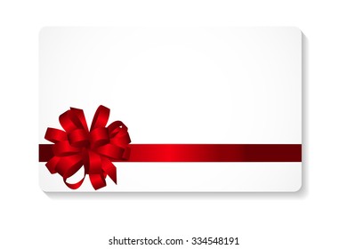 Gift Card with Red Bow and Ribbon Vector Illustration EPS10