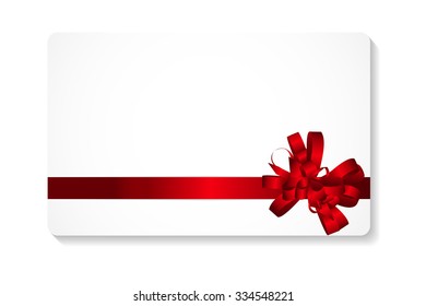 Gift Card with Red Bow and Ribbon Vector Illustration EPS10