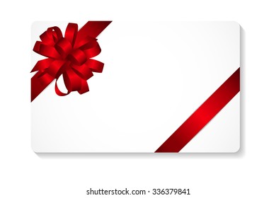 Gift Card with Red Bow and Ribbon Vector Illustration EPS10