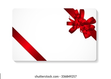 Gift Card with Red Bow and Ribbon Vector Illustration EPS10