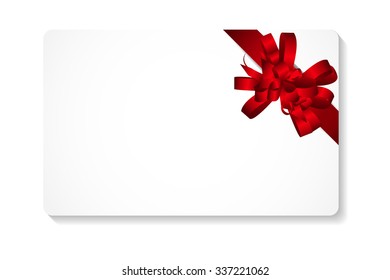 Gift Card with Red Bow and Ribbon Vector Illustration EPS10