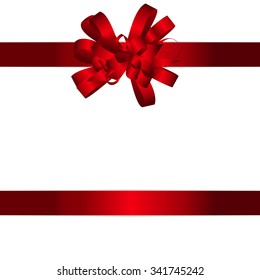 Gift Card with Red Bow and Ribbon Vector Illustration EPS10