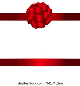Gift Card with Red Bow and Ribbon Vector Illustration EPS10