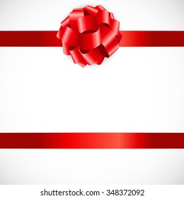 Gift Card with Red Bow and Ribbon Vector Illustration EPS10