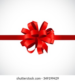 Gift Card with Red Bow and Ribbon Vector Illustration EPS10
