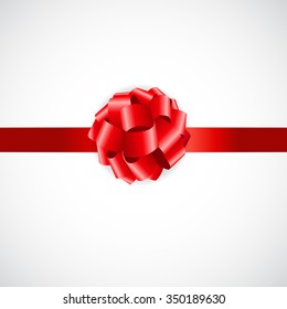 Gift Card with Red Bow and Ribbon Vector Illustration EPS10