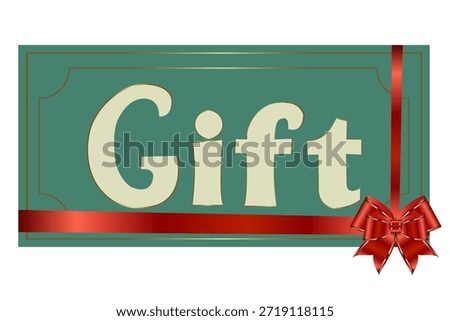 Gift Card With Red Bow And Ribbon Realistic Present card And Text Gift