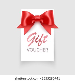 Gift card with Red bow and ribbons Vector illustration Gift voucher