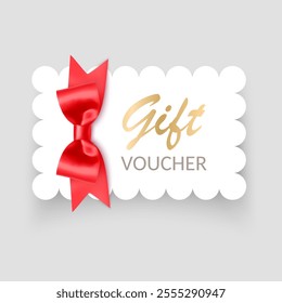 Gift card with Red bow and ribbons Vector illustration Gift voucher