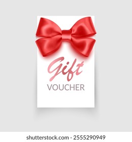 Gift card with Red bow and ribbons Vector illustration Gift voucher