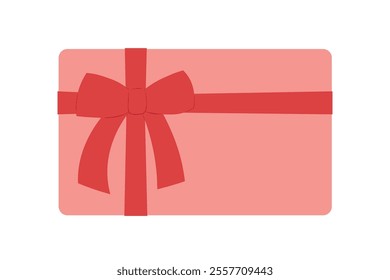 gift card with red bow- vector illustration