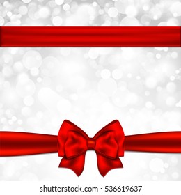 Gift card with red bow. Vector illustration