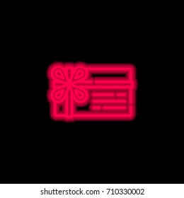 Gift card red glowing neon ui ux icon. Glowing sign logo vector