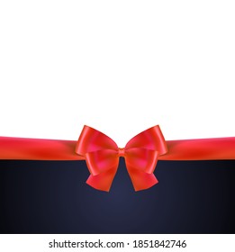 Gift Card with Red Ribbon and Bow. Vector illustration EPS10