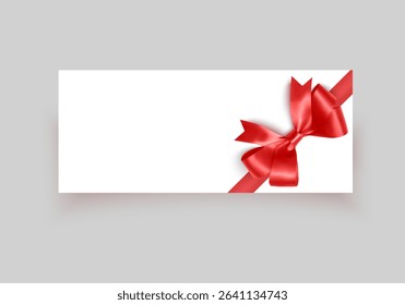 Gift Card with Red Ribbon Bow for Holiday Celebration