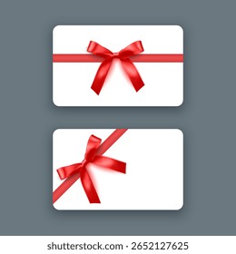 Tarjeta de regalo con cinta roja y arco